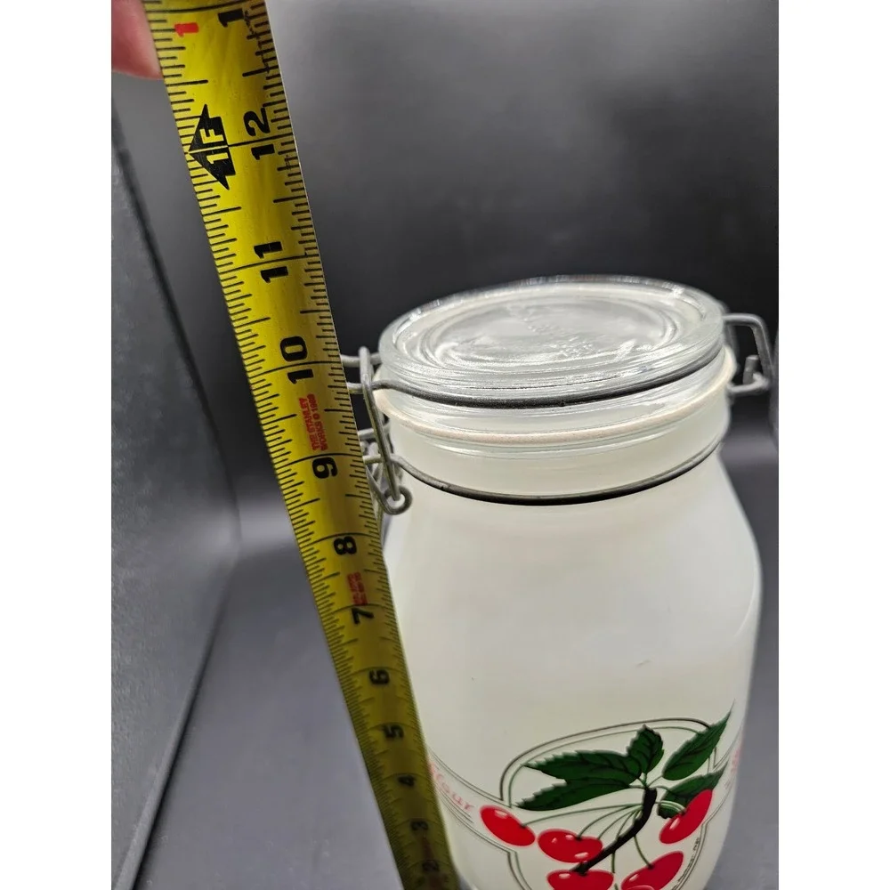 Vintage Ermetico White Milk Glass Cherry Flour Canister 2L Wheaton USA Jar Ld Ww